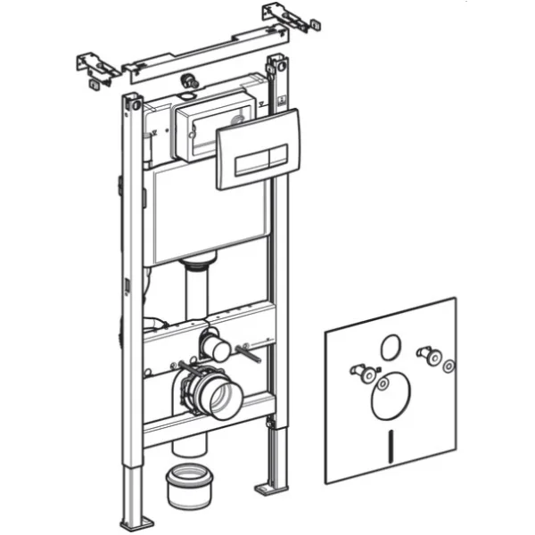 Инсталляция для унитаза Geberit Duofix Delta 51 458.128.DW.1 с кнопкой смыва, черный глянец