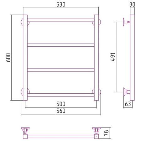 Полотенцесушитель водяной Стилье Версия-КН 60х50 хром