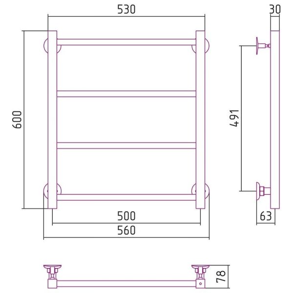 Полотенцесушитель водяной Стилье Версия-КН 60х50 хром