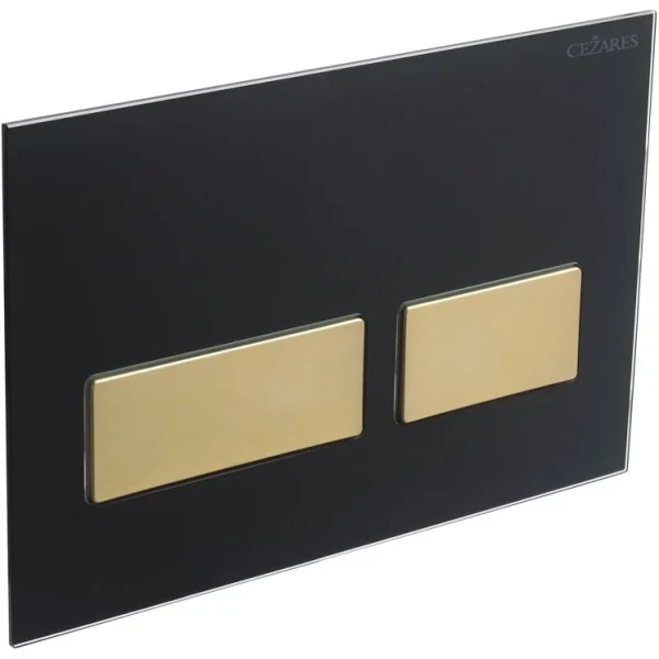 Кнопка смыва Cezares Lux LUX-GN-2-BORO для инсталляции, черный/золотой матовый