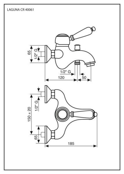 Смеситель Emmevi Laguna 40061CR для ванны, хром