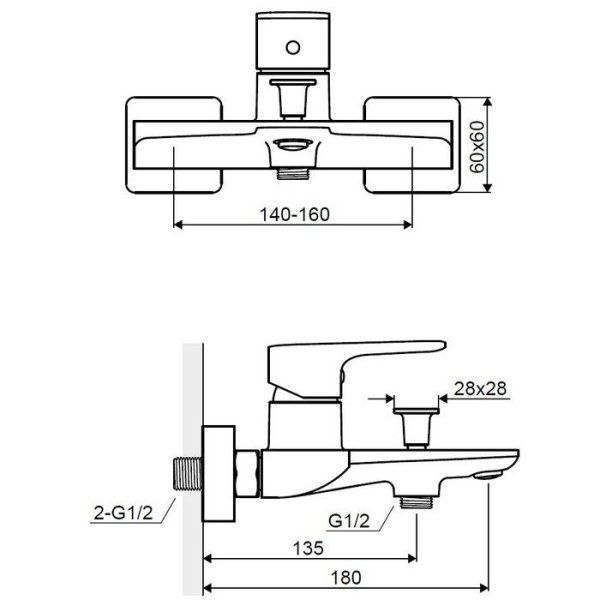 Смеситель для ванны Excellent Keria AREX.2005CR хром
