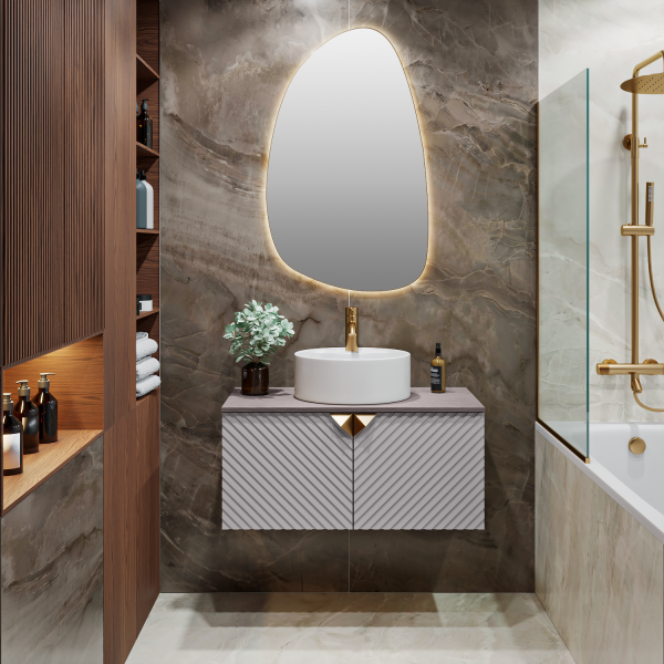 Тумба Runo Андорра 70 кашемир серый дуб какао подвесная под накладной умывальник (00-00004647)