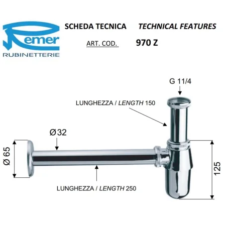 Сифон для раковины Remer 970Z114