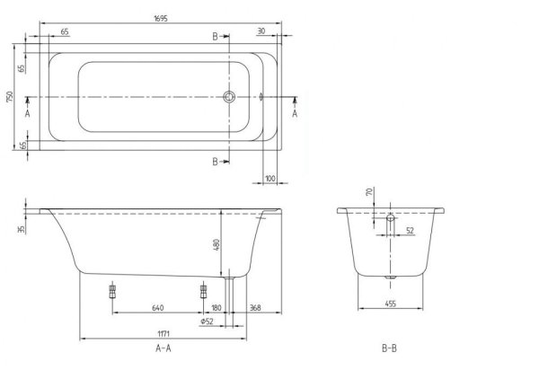 Ванна акриловая Villeroy & Boch Architectura UBA170ARA2V-01 170х75 см, белая