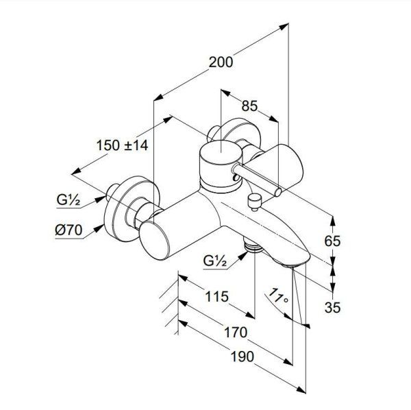 Смеситель Kludi Bozz 386910576 для ванны с душем, хром