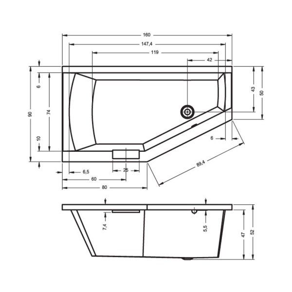 Ванна акриловая Riho Geta BA8600500000000 160x90 R