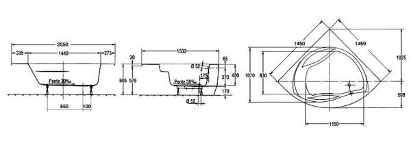 Акриловая ванна Jacob Delafon Presqu'ile 145x145 см