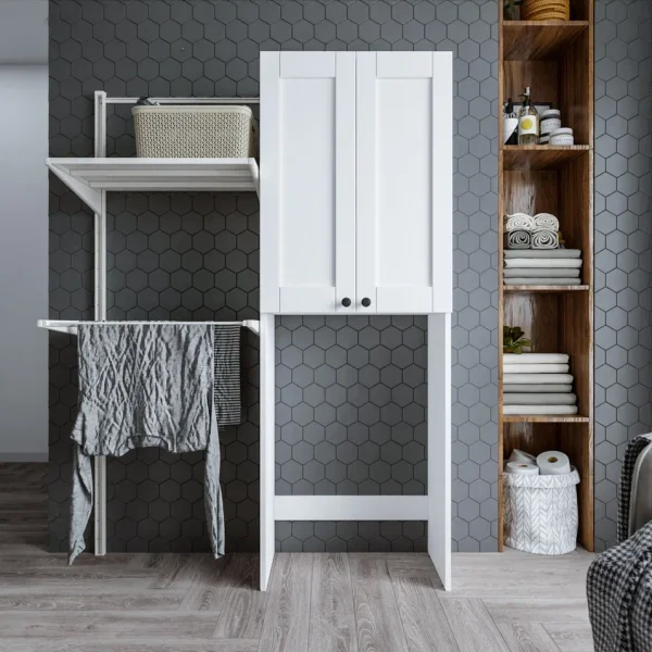 Шкаф над стиральной машинкой Бриклаер Хелена (рамочный) 64 см, белый