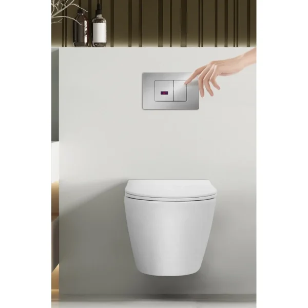 Кнопка смыва Abber AC0122S для инсталляции, сенсорная, питание от батареи, хром