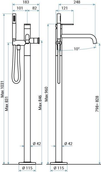 Смеситель Emmevi Filobrass 85030/CR для ванны, хром