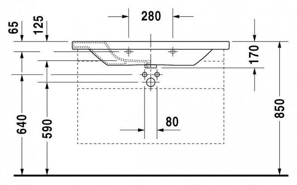 Тумба с раковиной Duravit DuraStyle 100 белая матовая 2 ящика