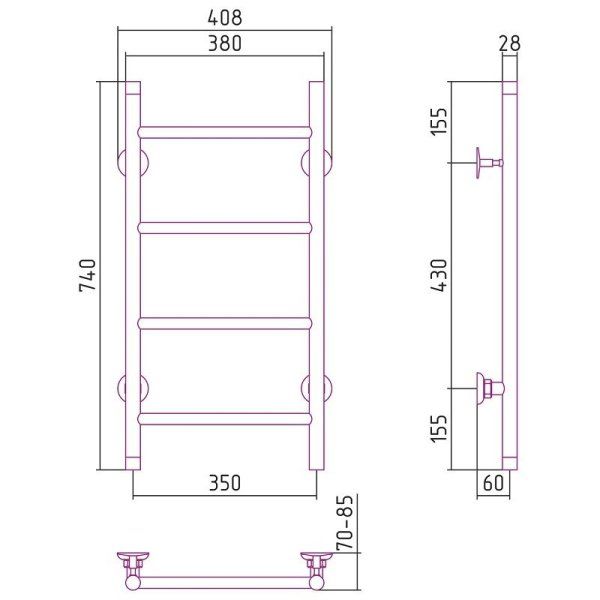 Полотенцесушитель водяной Стилье Версия-НВ 74х35 хром