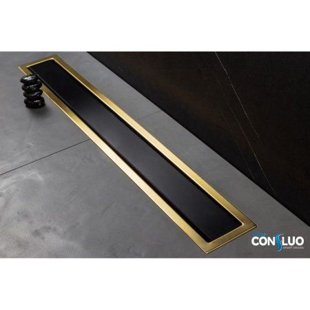 Душевой лоток Pestan Confluo Premium Line Black Glass Gold 850 13100118 матовый хром/золото