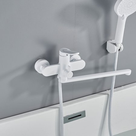 Смеситель для ванны однорычажный  Shevanik S4322C, Белый