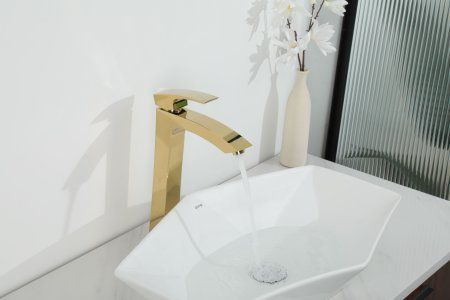 Смеситель для раковины высокий Gappo G1007-32, золото