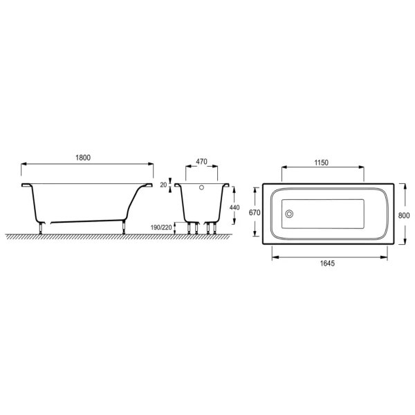 Ванна из литьевого мрамора Jacob Delafon Elite E6D363RU-00 180x80 см, белый
