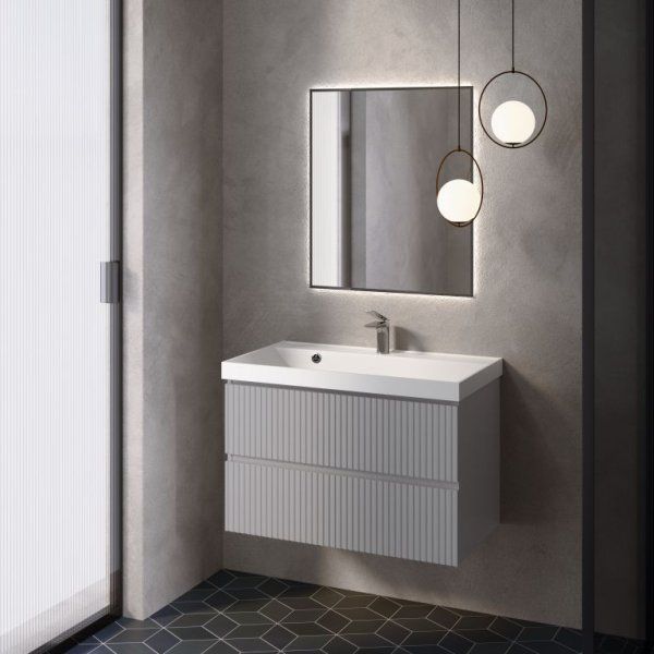 Тумба под умывальник подвесная AQUAme "S1" AQM900180GM 80 см., цвет серый.