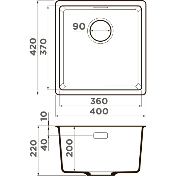 Кухонная мойка Omoikiri Artgranit Kata 40-U-ES 4997501 40x42 см, эспрессо