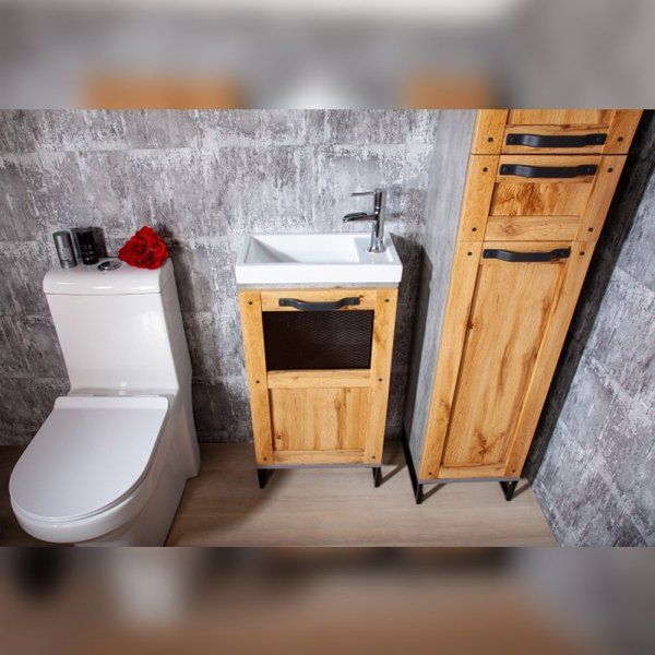 Комплект мебели для ванной Бриклаер ЛОФТ 45, метрополитен грей