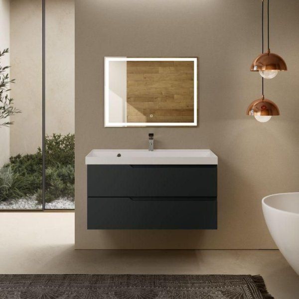 Тумба под умывальник подвесная AQUAme "S3" AQM900310GM 100 см., цвет антрацит.