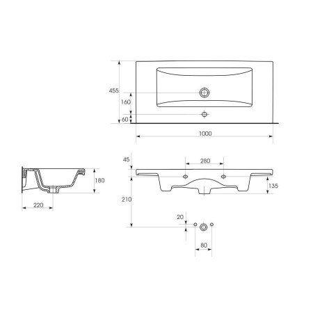 Мебельная раковина Velvex Como R-UM-COM100/1 100х45 белый