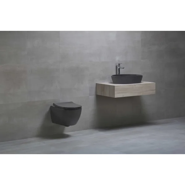 Унитаз подвесной beWash Bogen 88303270 безободковый, с сиденьем микролифт, черный матовый