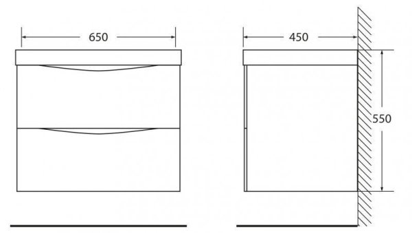 Тумба с раковиной BelBagno Marino BB650/450-LV-MR-PR 65 bianco opaco