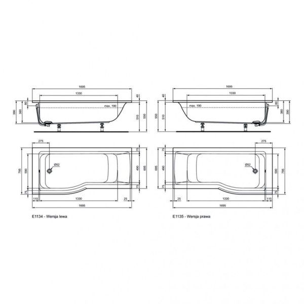 Акриловая ванна Ideal Standard Connect Air E113501 170х80