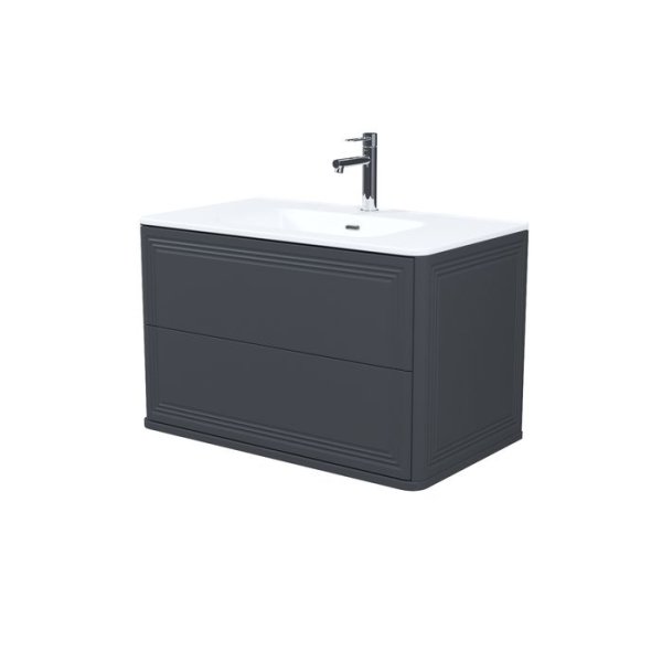 Тумба с умывальником, подвесная, 80 см, темно-серый, Oxford Neo, IDDIS, (OXN80D0i95K)