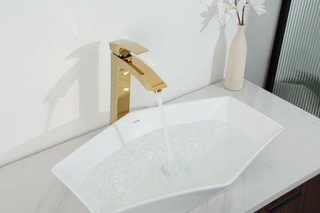 Смеситель для раковины высокий Gappo G1007-32, золото