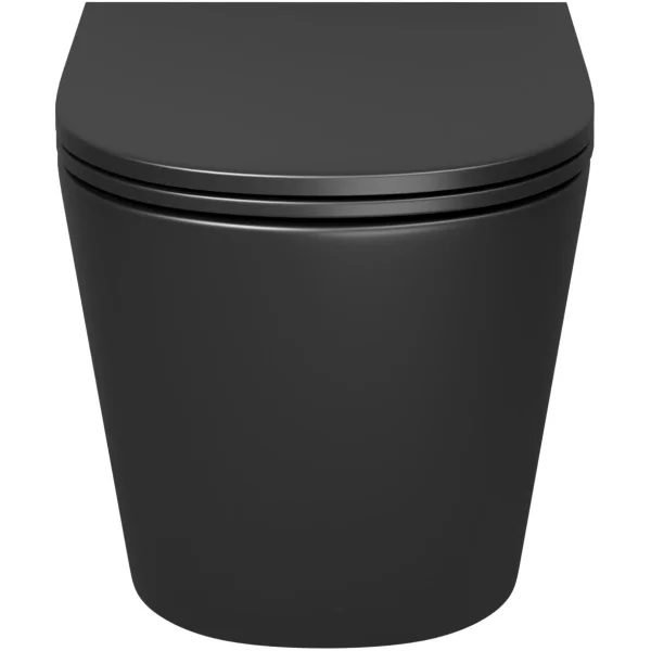 Унитаз подвесной Grossman GR-4478BMSQ безободковый, торнадо, с сиденьем микролифт, черный матовый