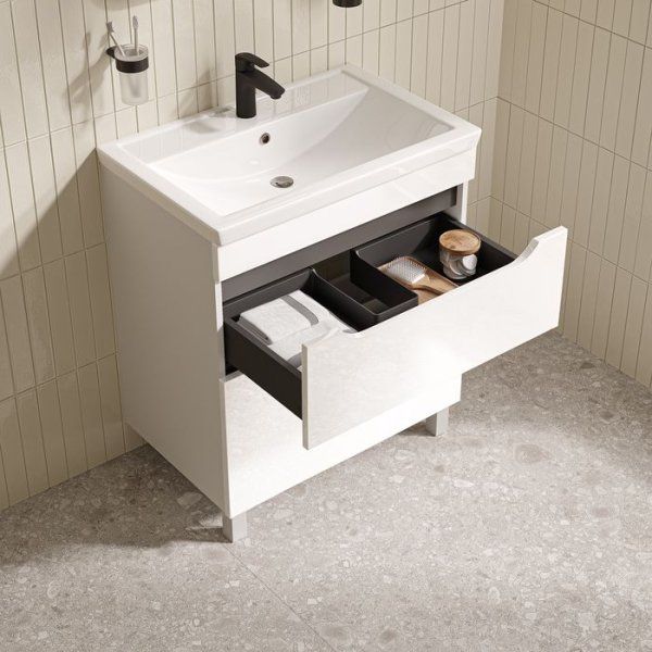 Тумба с умывальником, напольная, 70 см, белый, Ray, IDDIS, RAY70WFi95K