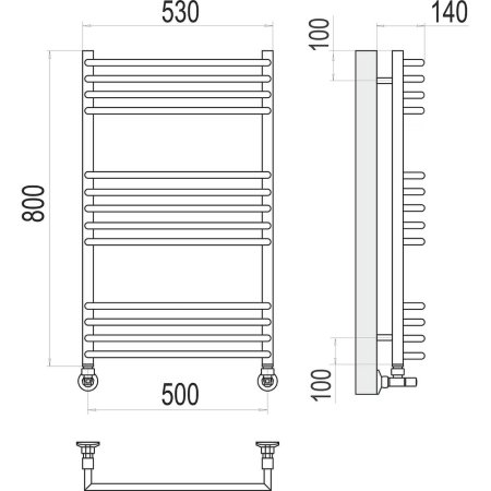 Полотенцесушитель водяной Terminus Арт П13 50х80 4670078513373, хром