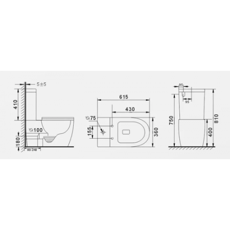 Унитаз Gid Tr2177BL (напольный)