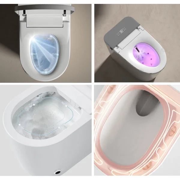 Электронный унитаз-биде напольный Ceruttispa Ester Smart CT10617 импульсный, безободковый, торнадо, с сиденьем микролифт, белый