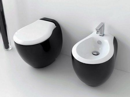 Чаша для унитаза приставного ArtCeram Blend BLV002 01;50 черный с белым