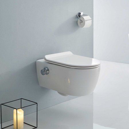 Унитаз подвесной SSWW CT2039V-B с тонкой крышкой, с функцией биде, белый глянцевый