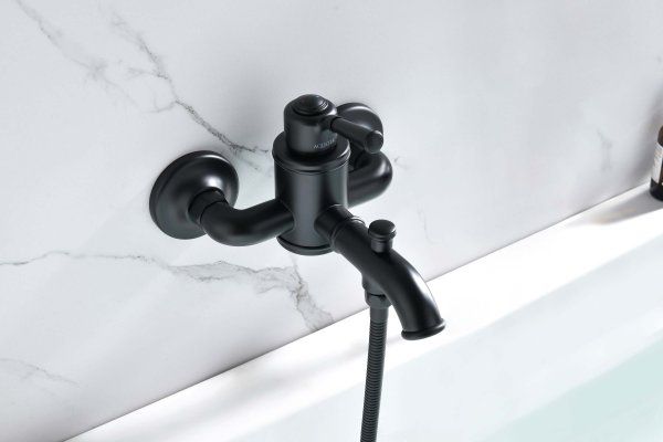 Смеситель для ванны AQUATEK, матовый черный AQ1540MB КЛАССИК, Черный матовый