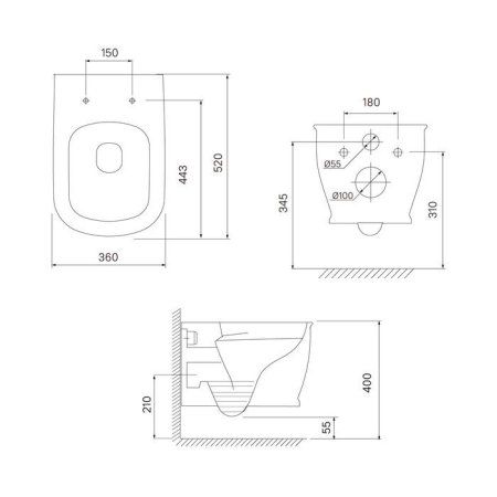 Унитаз подвесной, безободковый, Oxford, IDDIS, OXFRDSEi25