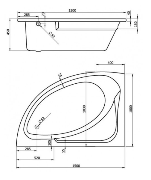 Ванна акриловая Santek Гоа 1WH112033 L 150х100 см