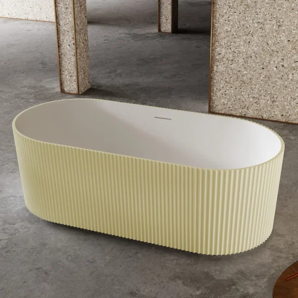 Ванна из литьевого мрамора Abber Stein AS9601MS 170x75 см, отдельностоящая, белый матовый/песочный матовый