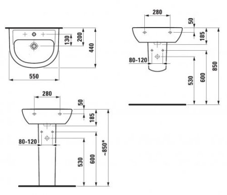 Раковина Laufen Pro 8.1095.1.000.104.1 55см