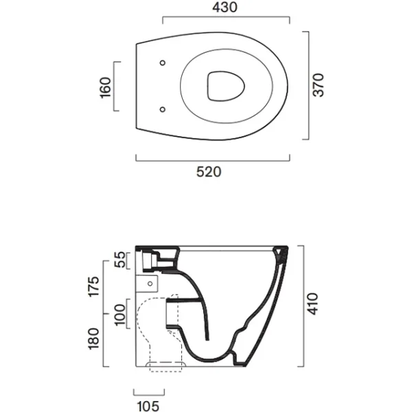 Унитаз приставной Catalano Italy 0712520001 безободковый, торнадо, белый глянец