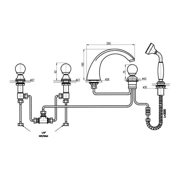 Смеситель Rav Slezak Brilliance BRILLIANCE169.5PSM для ванны бронза