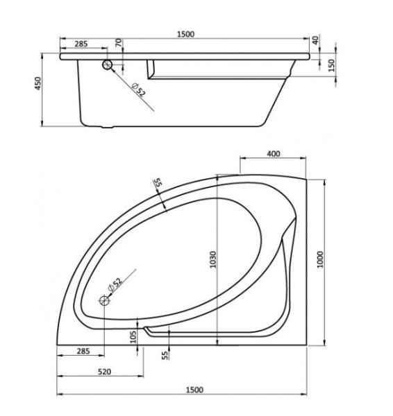 Ванна акриловая Santek Гоа 1WH112032 R 150х100 см