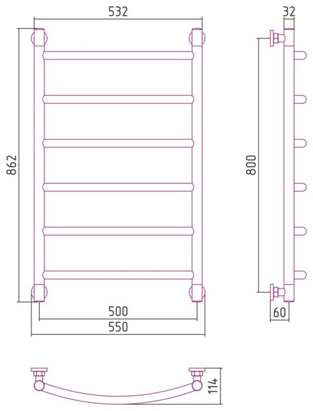 Полотенцесушитель водяной Сунержа Галант+ 051-0200-8050 800x500 состаренная латунь