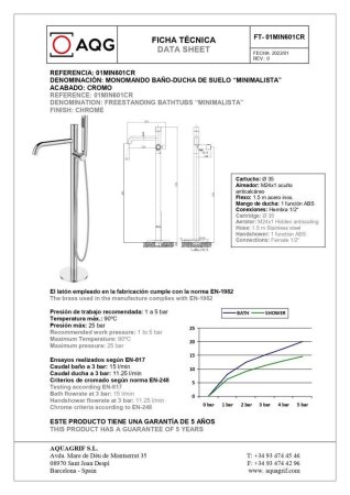 Смеситель AQG Min 01MIN601CR для ванны, хром