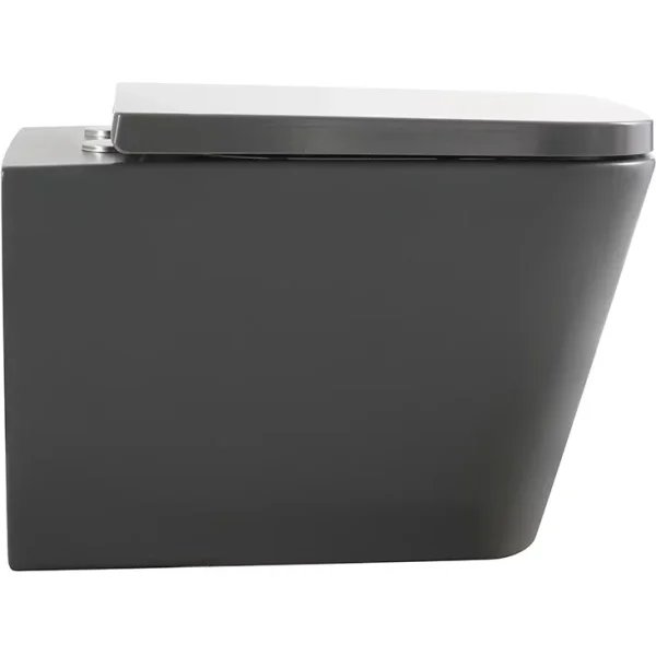 Унитаз подвесной Veconi Pulo VPU-51TGR безободковый, торнадо, с сиденьем микролифт, серый матовый