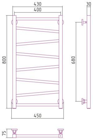Полотенцесушитель водяной Сунержа Сирокко 071-0253-8040 800x400 сатин